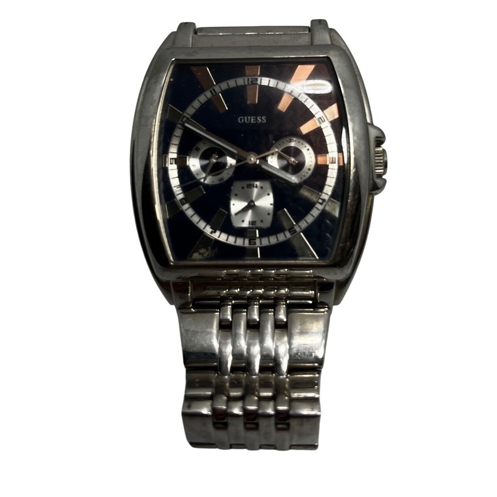 GUESS Men's Stainless Steel Watch Water Resistant Tonneau W10508G1(need battery)